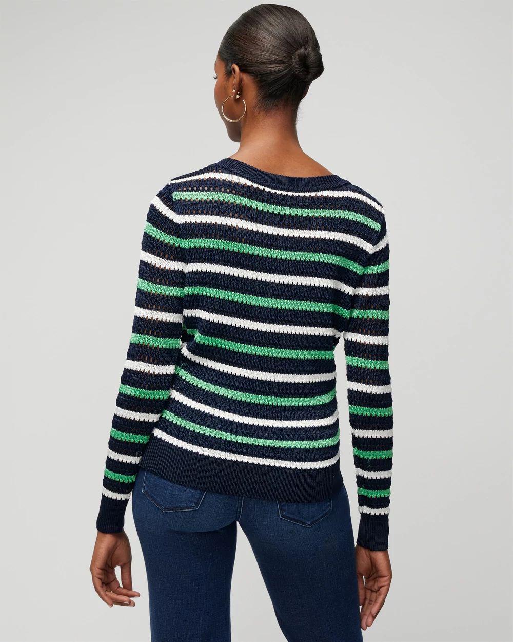 Long Sleeve Stripe V-Neck Pullover Sweater