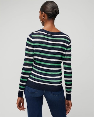 Long Sleeve Stripe V-Neck Pullover Sweater