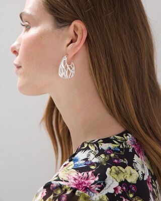 Silver Oval Hoop Earrings