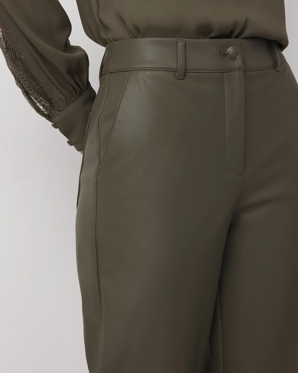 Faux Leather Wide Leg Crop click to view larger image.