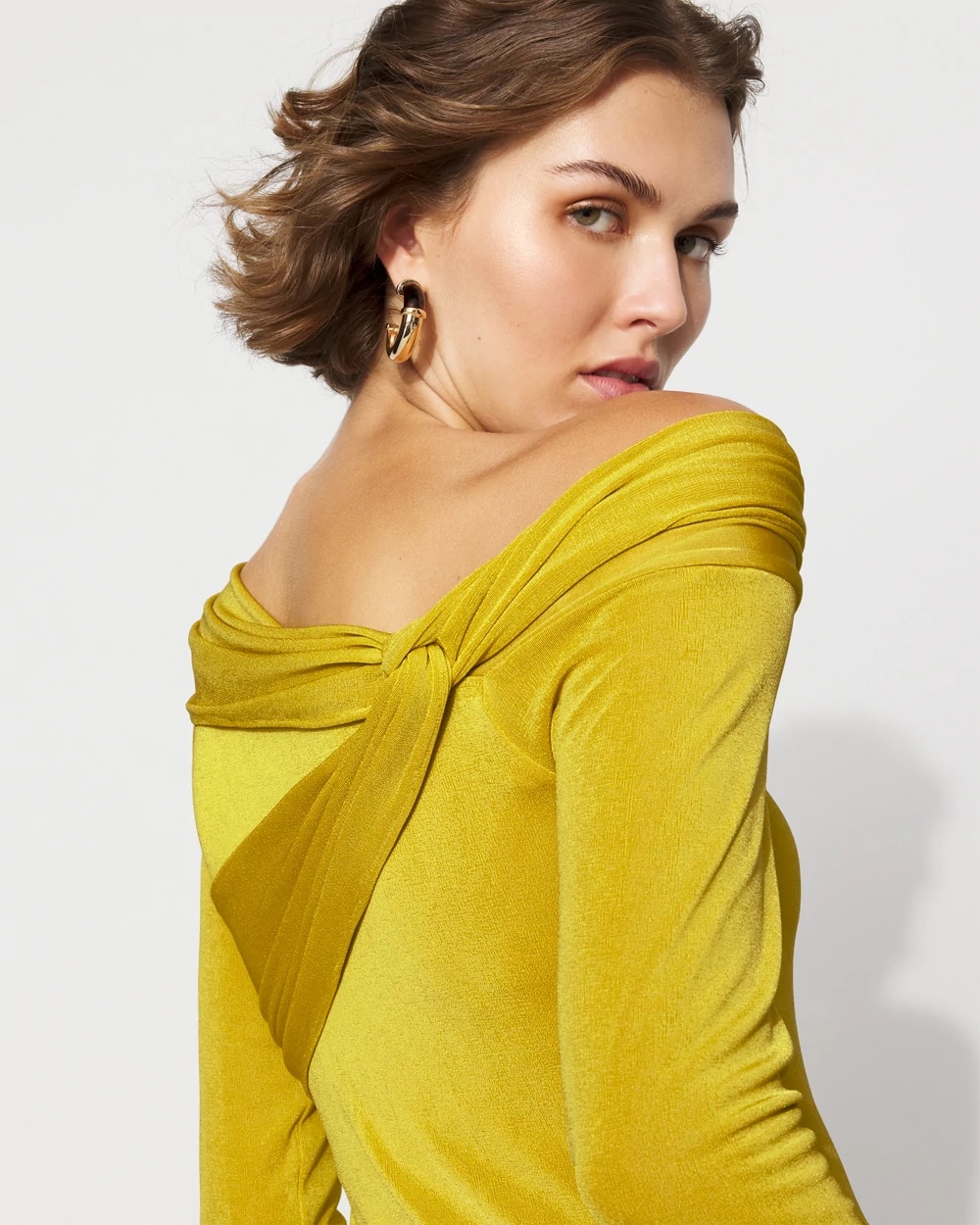 Draped Jersey Top with Twist Details