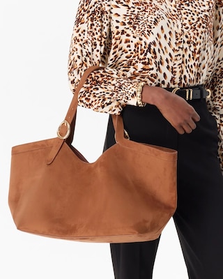 Faux Suede Tote Bag