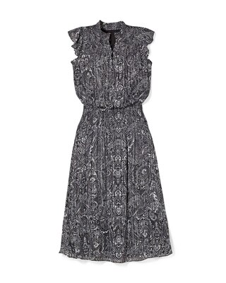 Sleeveless Smocked Waist Ruffle Midi Dress
