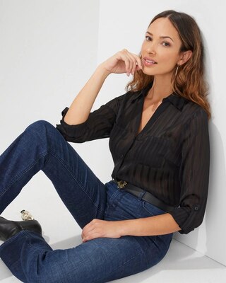 Outlet WHBM Shadow Stripe Shirt