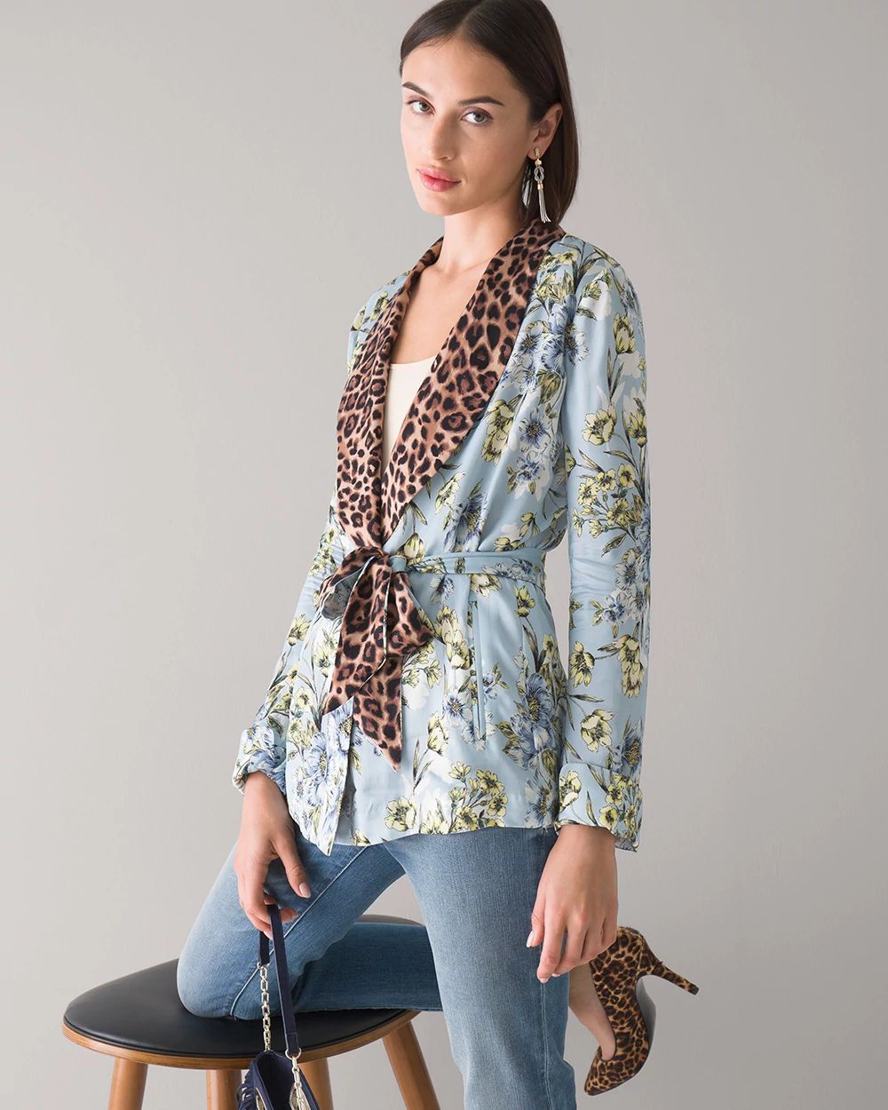 Long Sleeve Shawl Collar Blouse