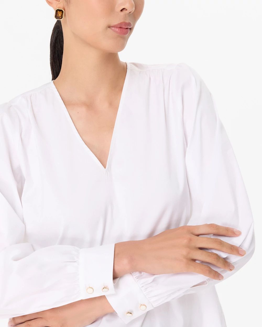 Removable Bow Poplin Blouse click to view larger image.