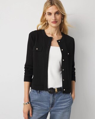 Mixed Stitch Button Front Cardigan