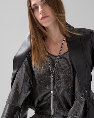 Ribbon Woven Tassel Necklace