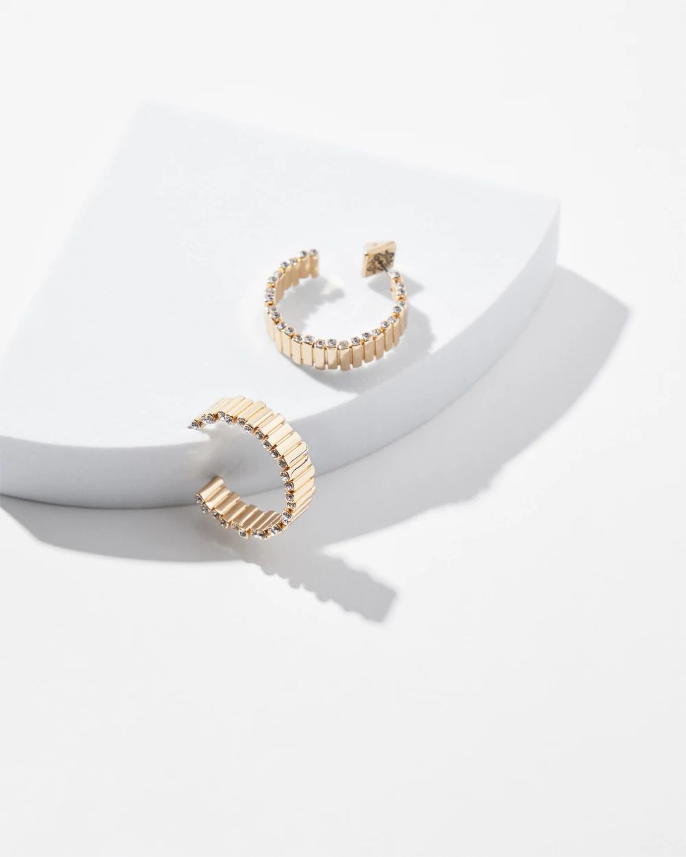 Gold Wavy Clear Crystal Hoops
