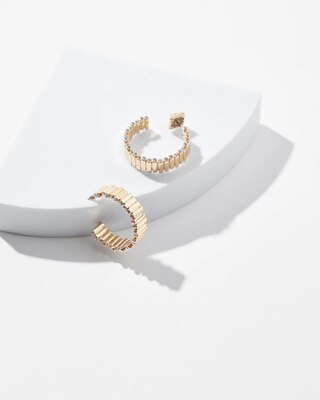 Gold Wavy Clear Crystal Hoops