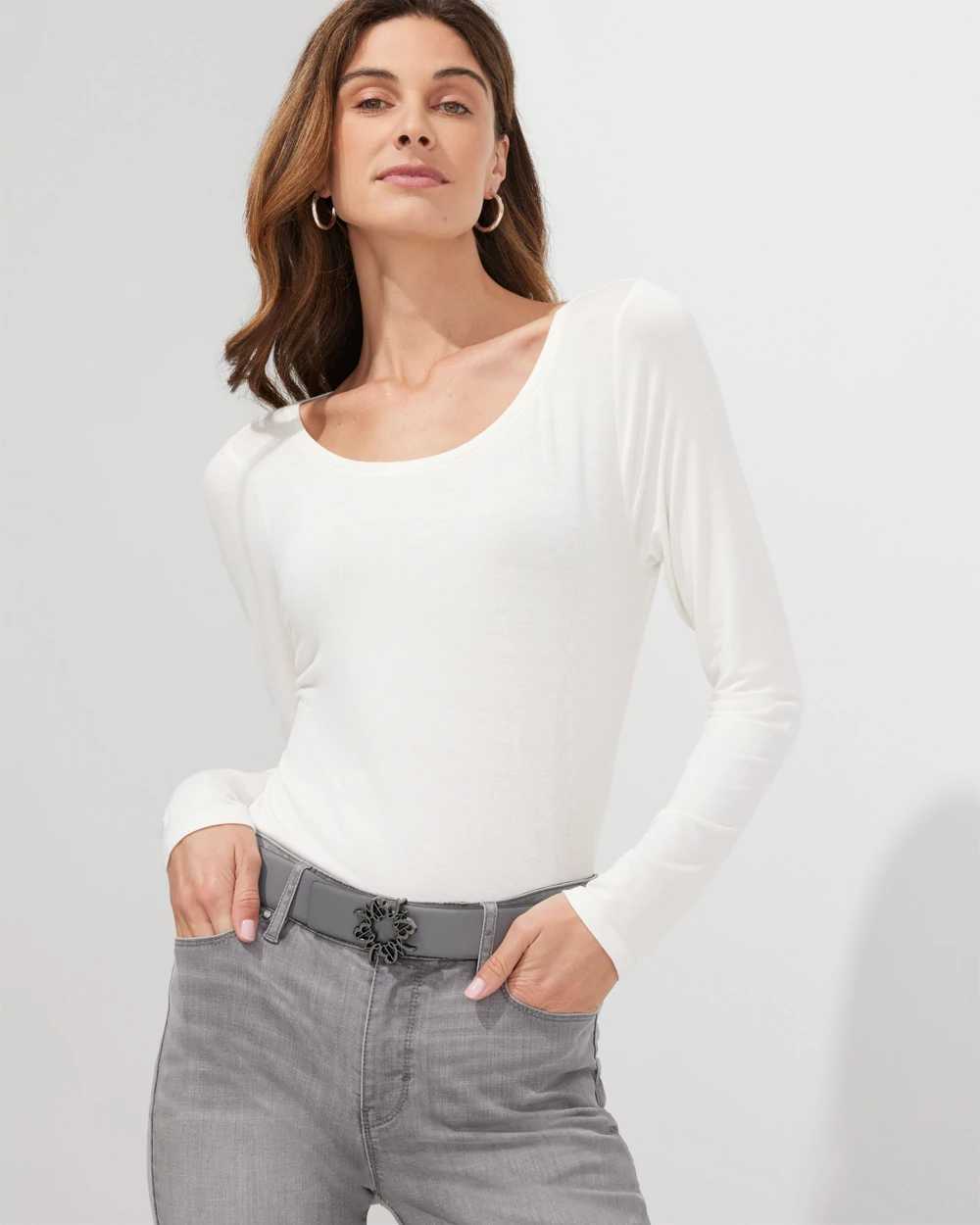 Outlet WHBM Long-Sleeve Scoop-Neck Tee