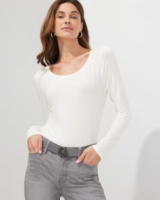 Outlet WHBM Long-Sleeve Scoop-Neck Tee