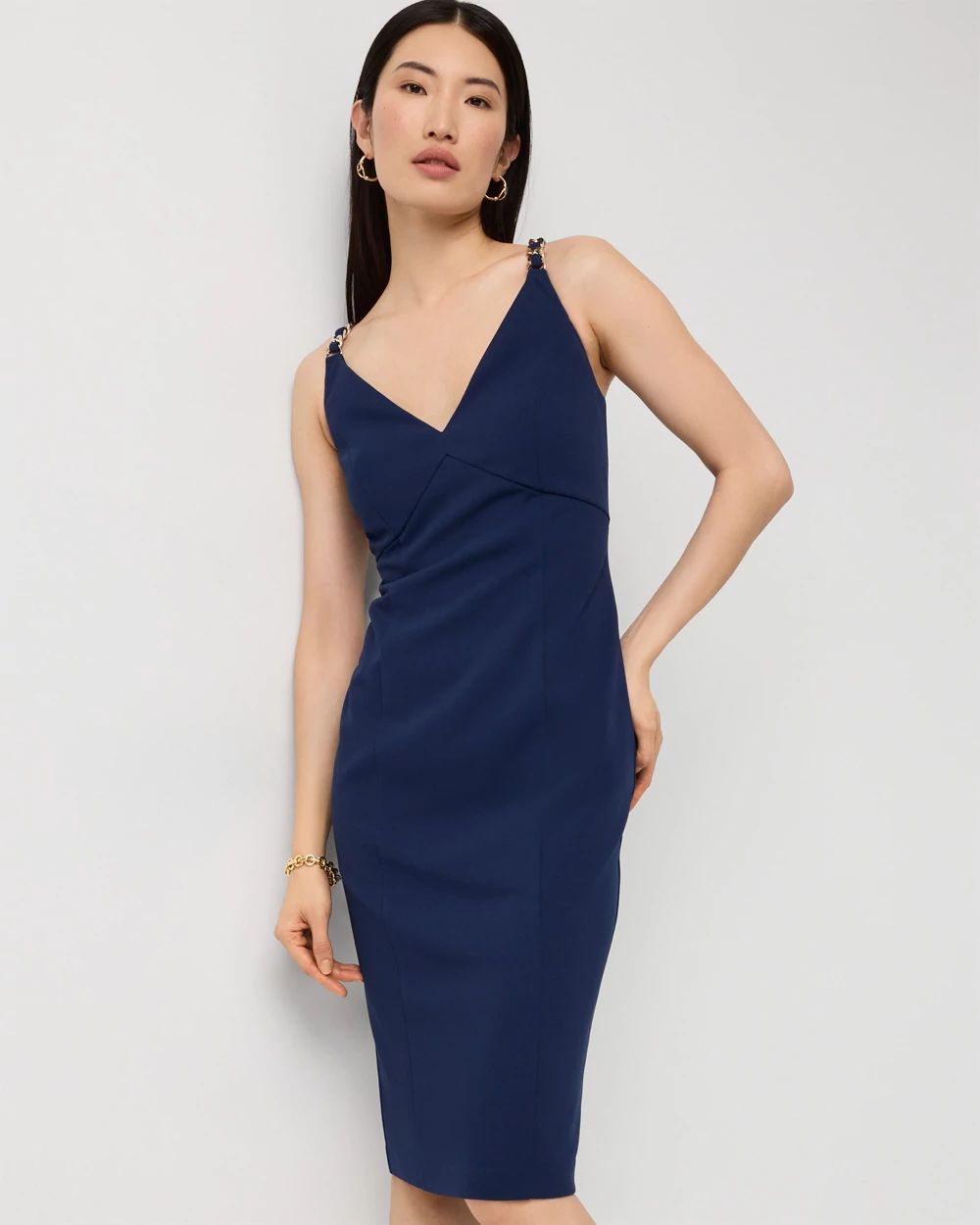 Petite Chain Detail Crepe Dress