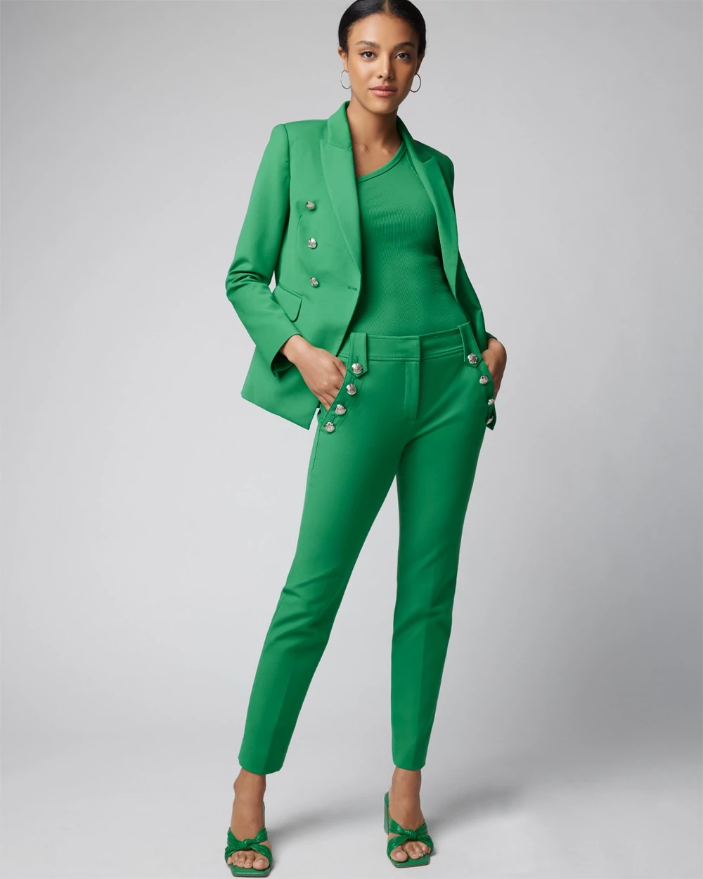 WHBM® Jolie Button Straight Lightweight Comfort Stretch Pant