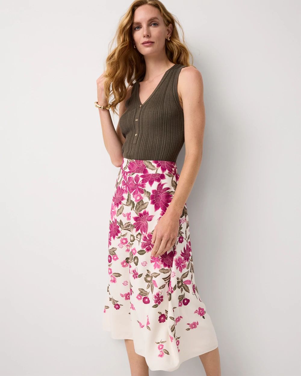 Floral A-line Midi Skirt click to view larger image.