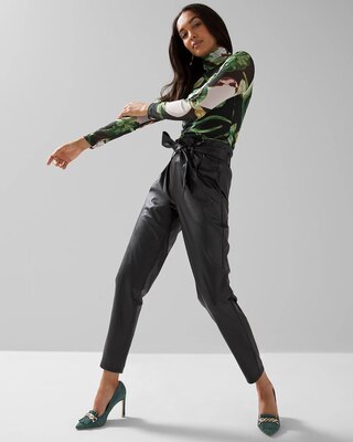 Vegan Leather Paperbag Straight Pant