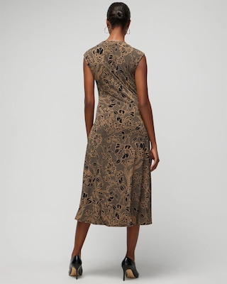 Cap Sleeve Matte Jersey Shirred Midi Dress