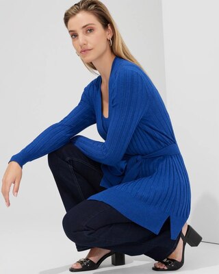 Outlet WHBM Wide-Rib Long Belted Cardigan