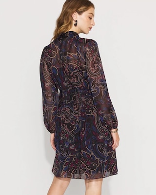 Paisley Mockneck Chiffon Dress click to view larger image.