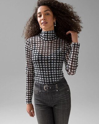 Long Sleeve Mesh Turtleneck
