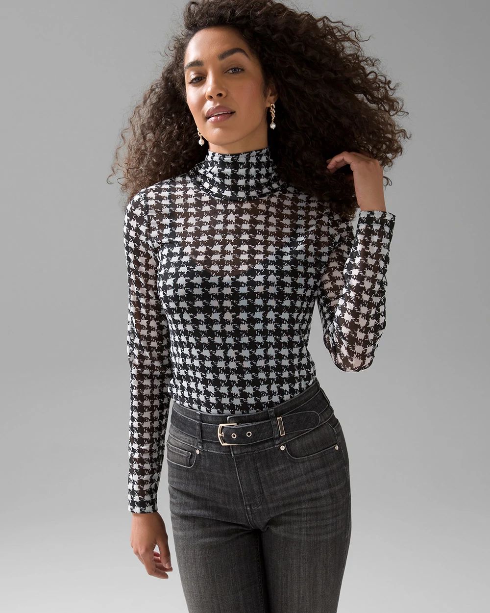 Long Sleeve Mesh Turtleneck