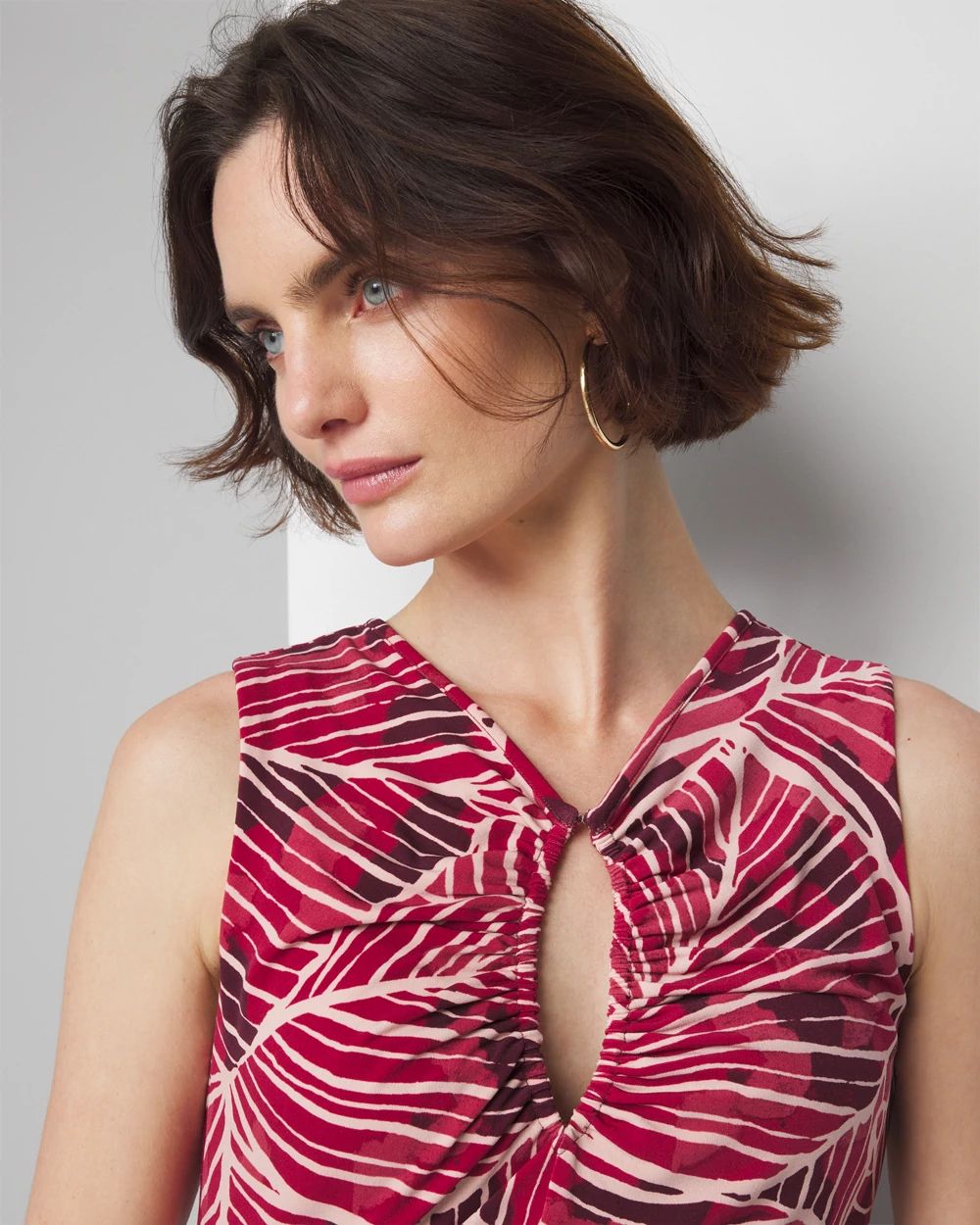 Matte Jersey Ruched Keyhole Tank