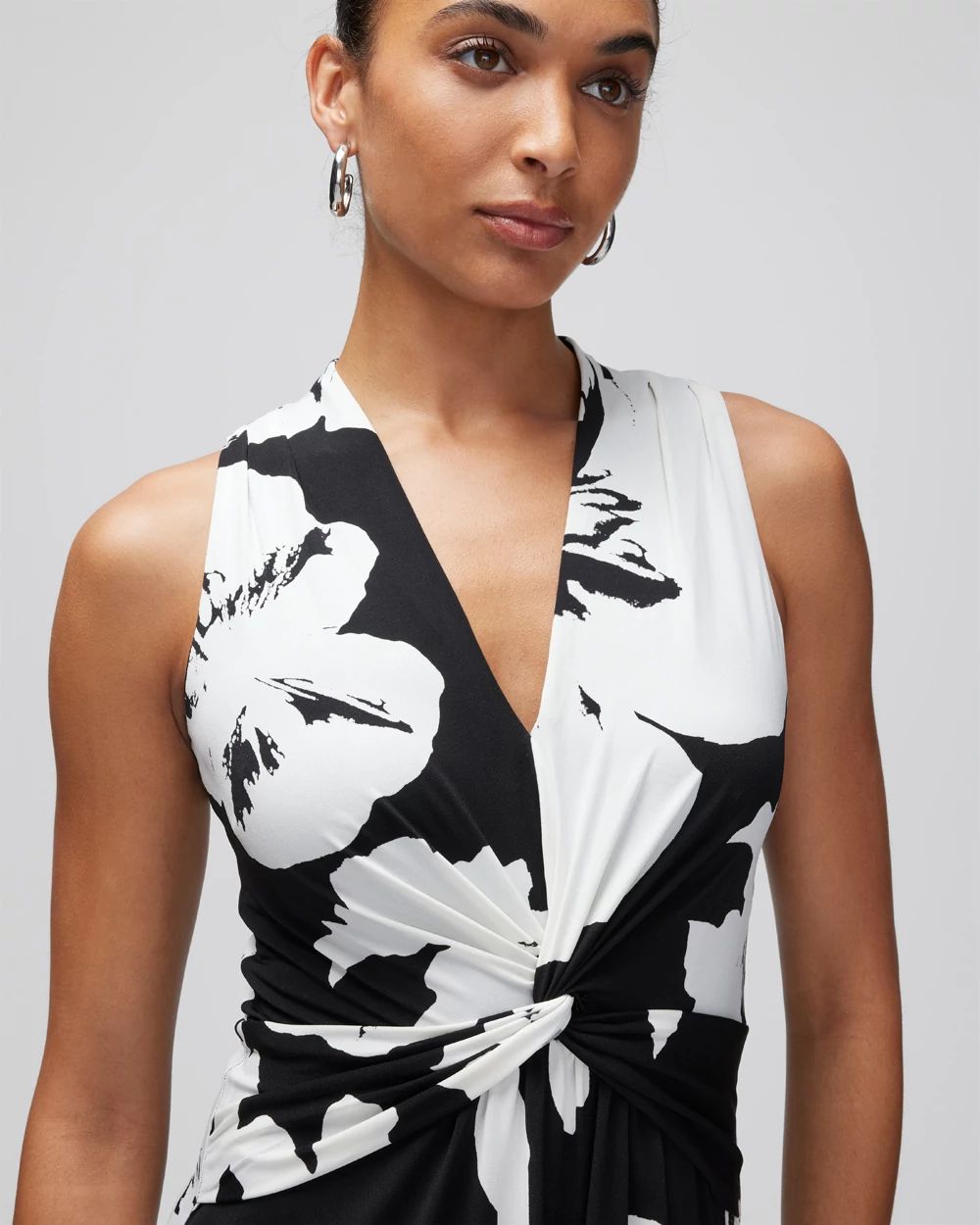 Sleeveless Twist-Front Matte Jersey Dress