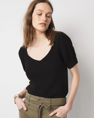 Puff Sleeve Sweetheart Pullover
