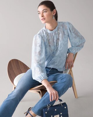 Ruffle Collar Floral Blouse