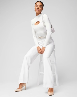Long Sleeve Cutout Mockneck Top