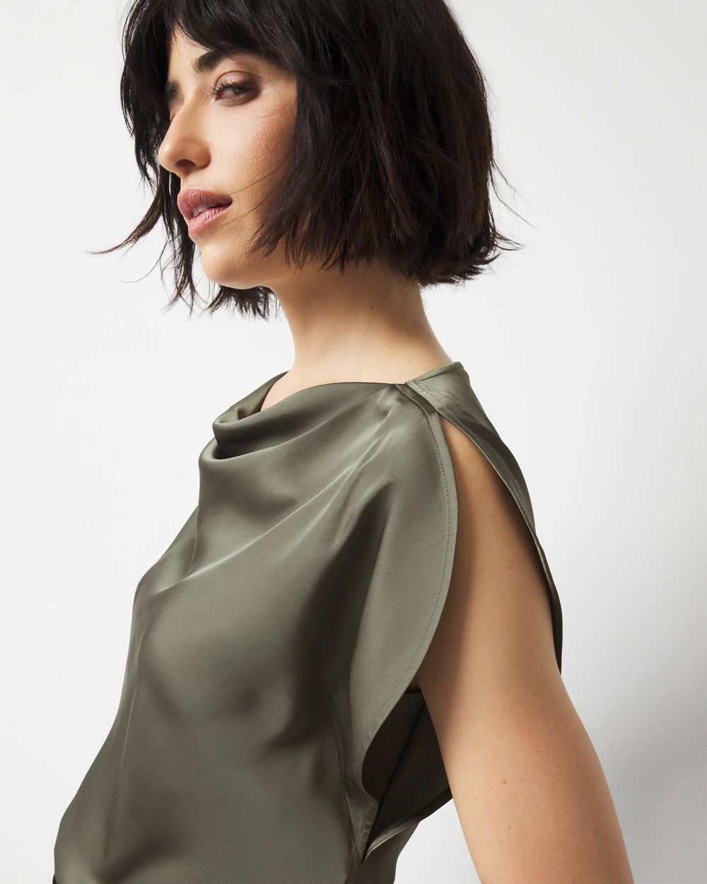 Satin Petal Sleeve Blouse
