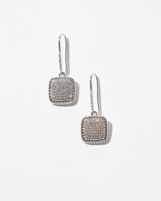 Silver Pave Square Earrings click to view larger image.