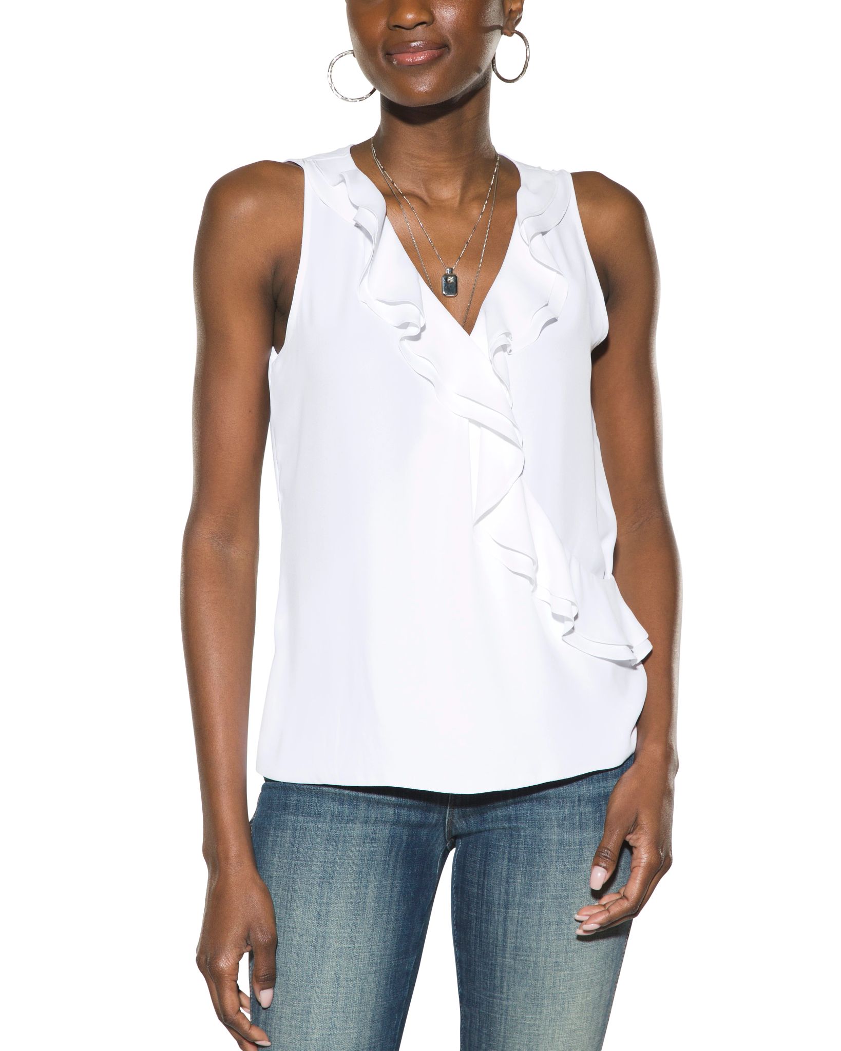 Outlet WHBM Surplice Ruffle Shell