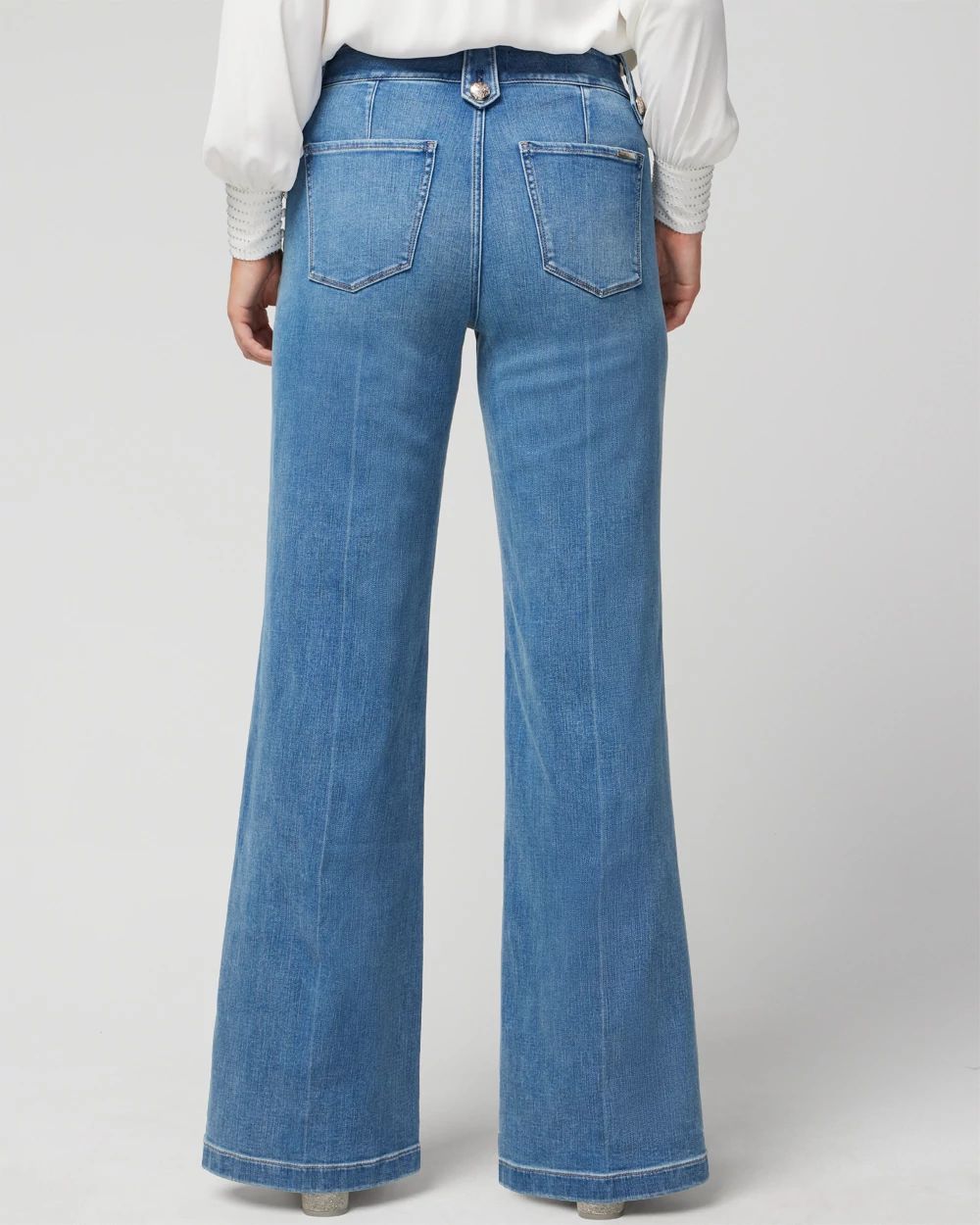Curvy High Rise Every Day Soft Novelty Button Wide Leg Pant