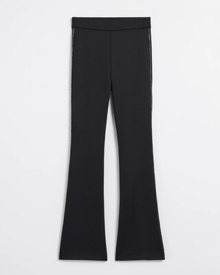 Pull On Embellished Tuxedo Trim Flare Pants