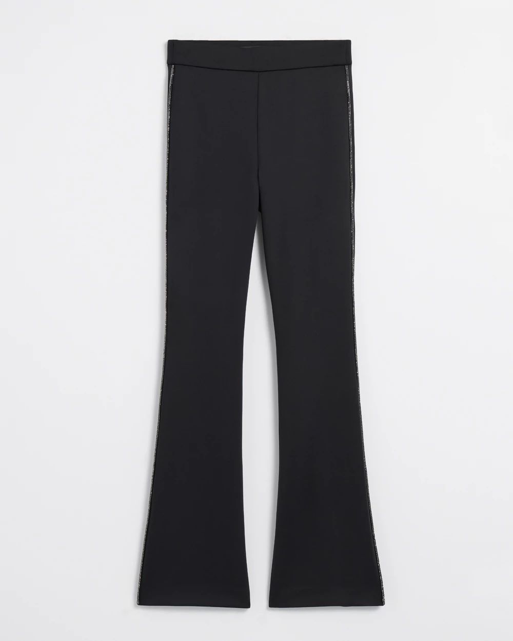Pull On Embellished Tuxedo Trim Flare Pants