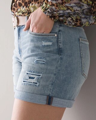 Curvy-Fit Mid-Rise Everyday Soft Denim™ Destructed Shorts