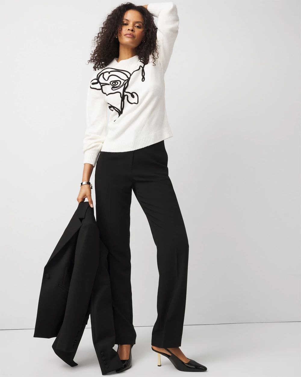 Floral Applique Pullover Sweater click to view larger image.