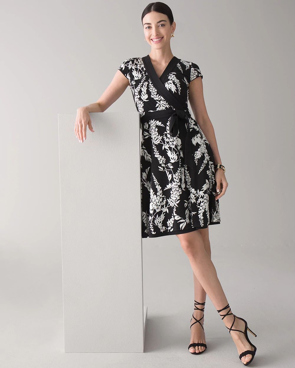 Short-Sleeve Reversible Matte Jersy Wrap Dress