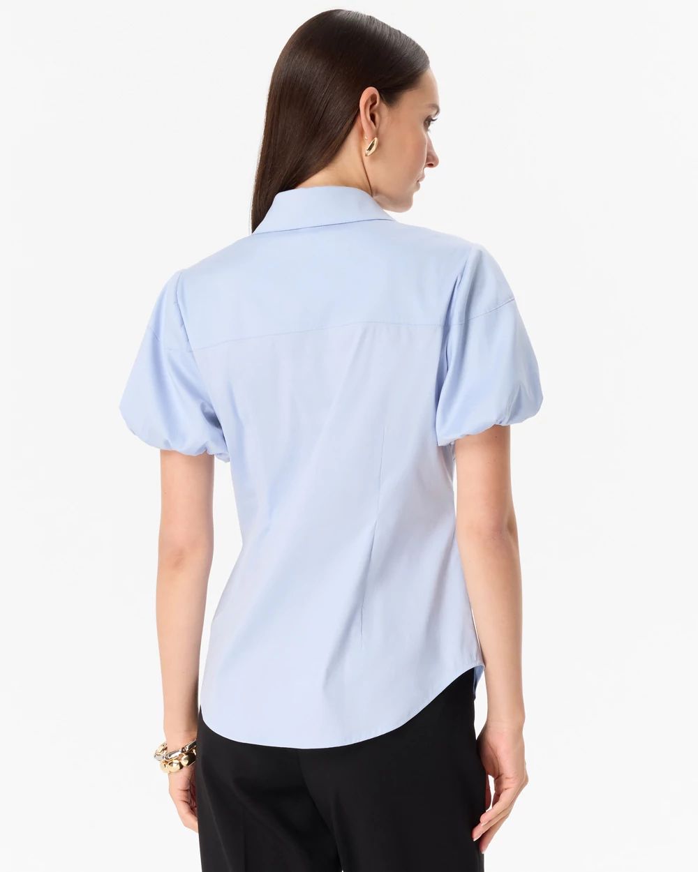 Puff Sleeve Poplin Shirt click to view larger image.