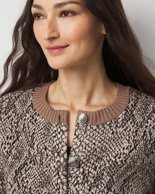 Snake Print Button-Front Cardigan click to view larger image.