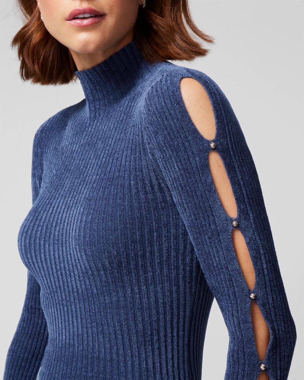 Chenille Cutout Sleeve Pullover
