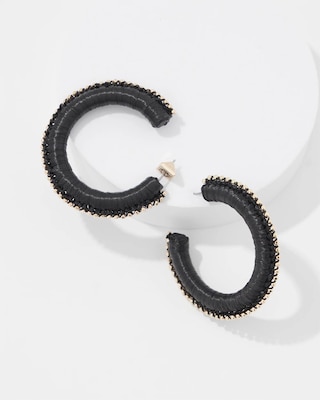 Gold + Black Raffia Hoop Earrings click to view larger image.
