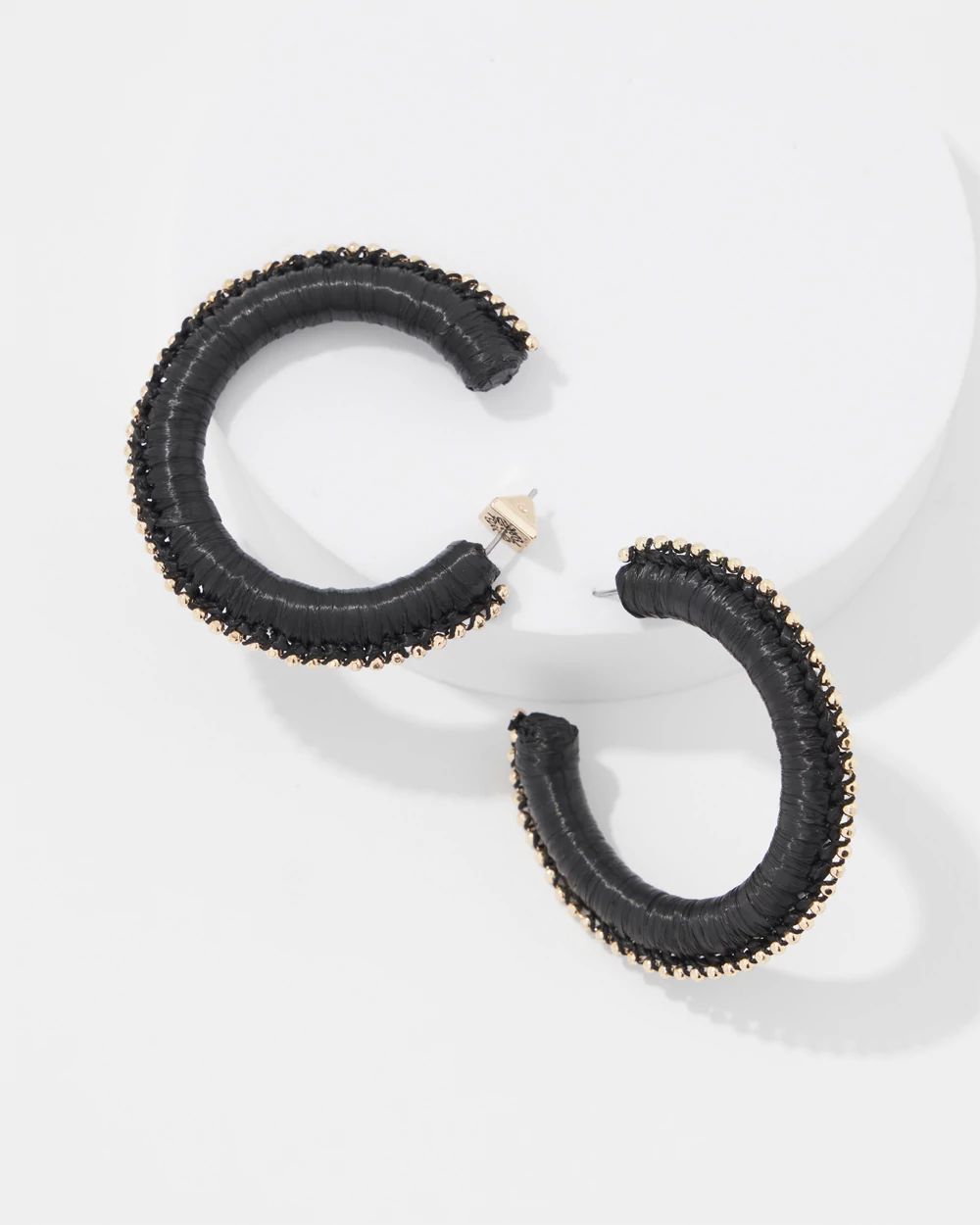Gold + Black Raffia Hoop Earrings