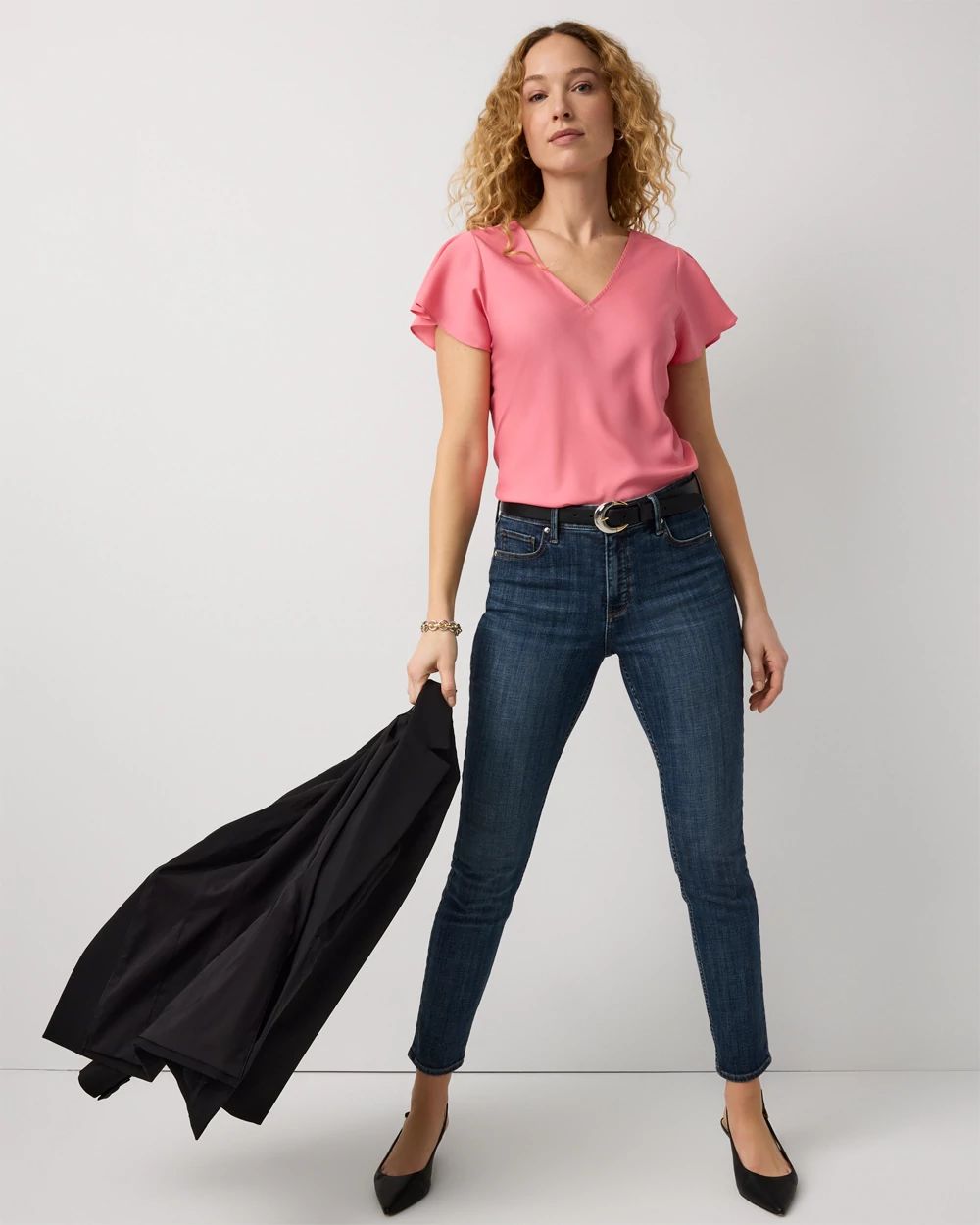 Flutter Sleeve Crepe Shell click to view larger image.