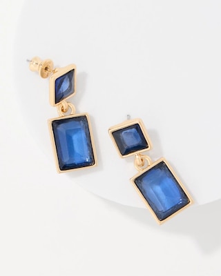 Dark Blue Glass Stone Drop Earrings