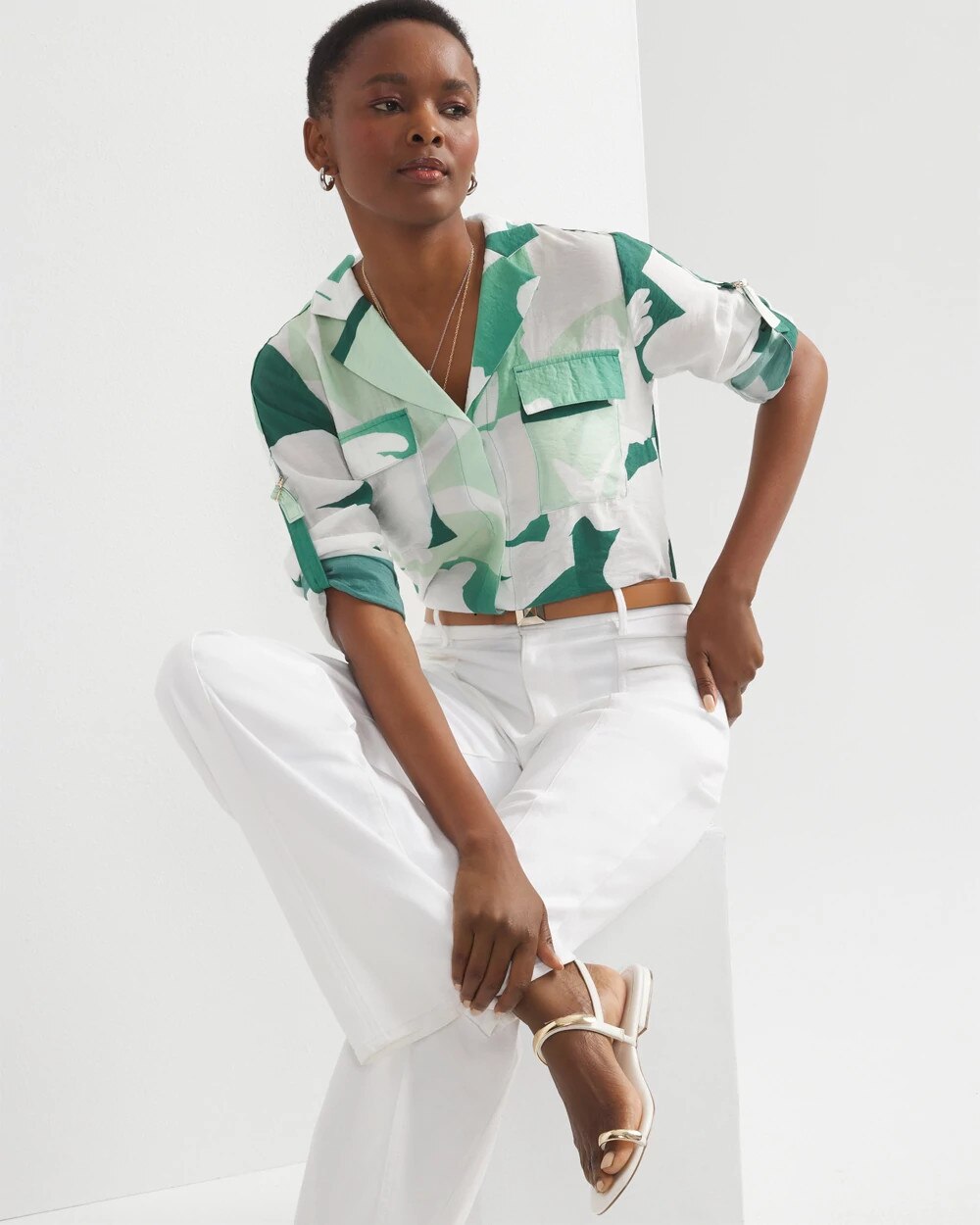 Patterned Collar Pocket Shirt - image 2