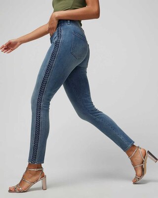 High Rise Sculpt Pleated Skinny Jeans click to view larger image.