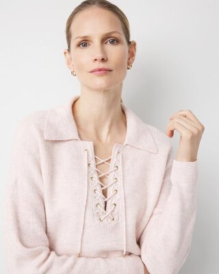Lace Up Collared Sweater click to view larger image.
