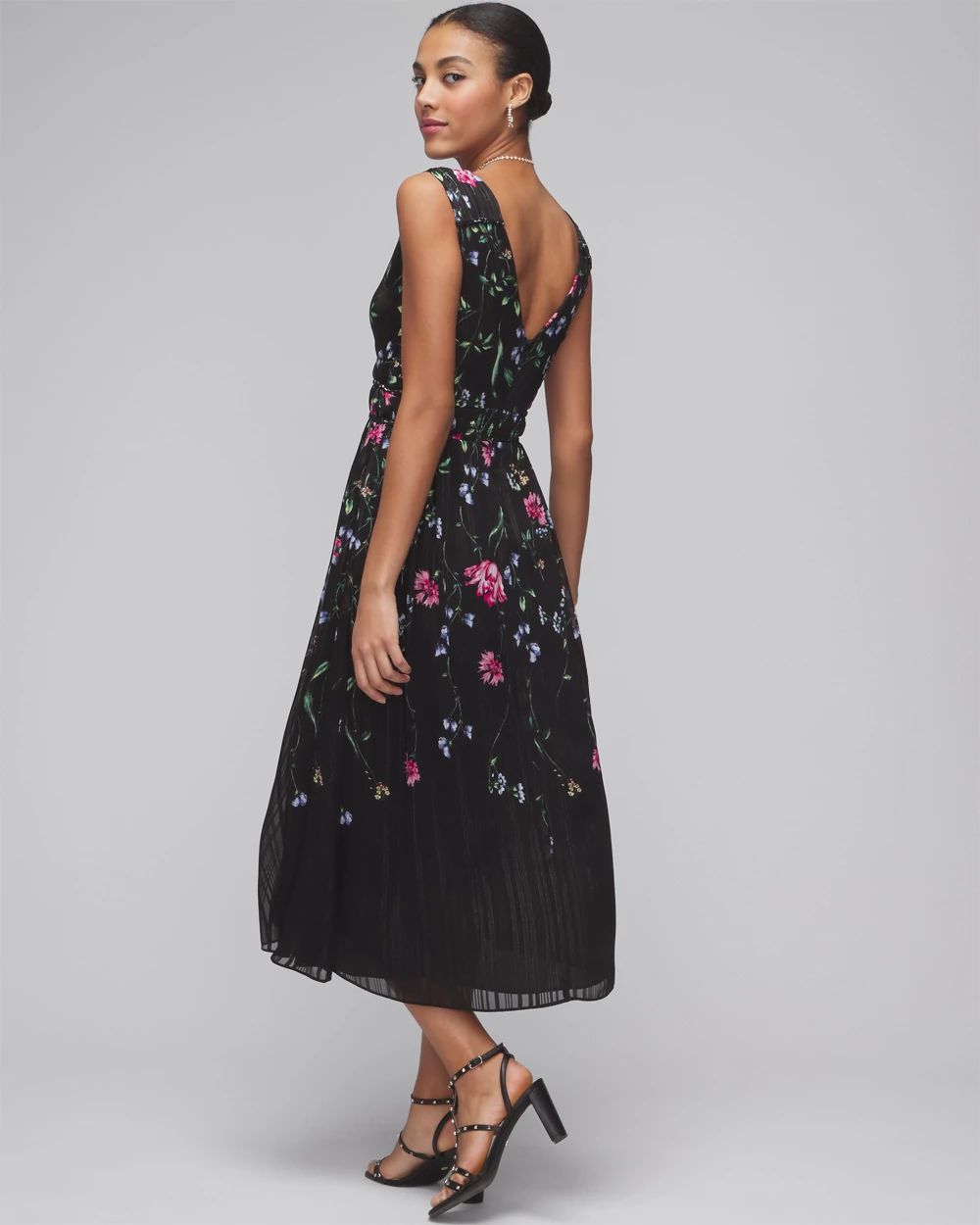 Petite Sleeveless V-Neck Braided Waist Midi Dress
